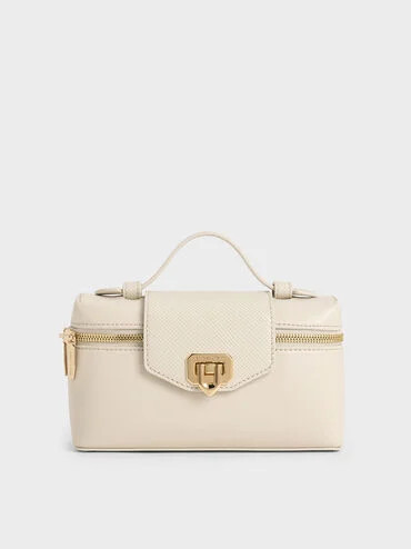Beige Arwen Top Handle Vanity Bag | CHARLES & KEITH UK | Charles & Keith UK