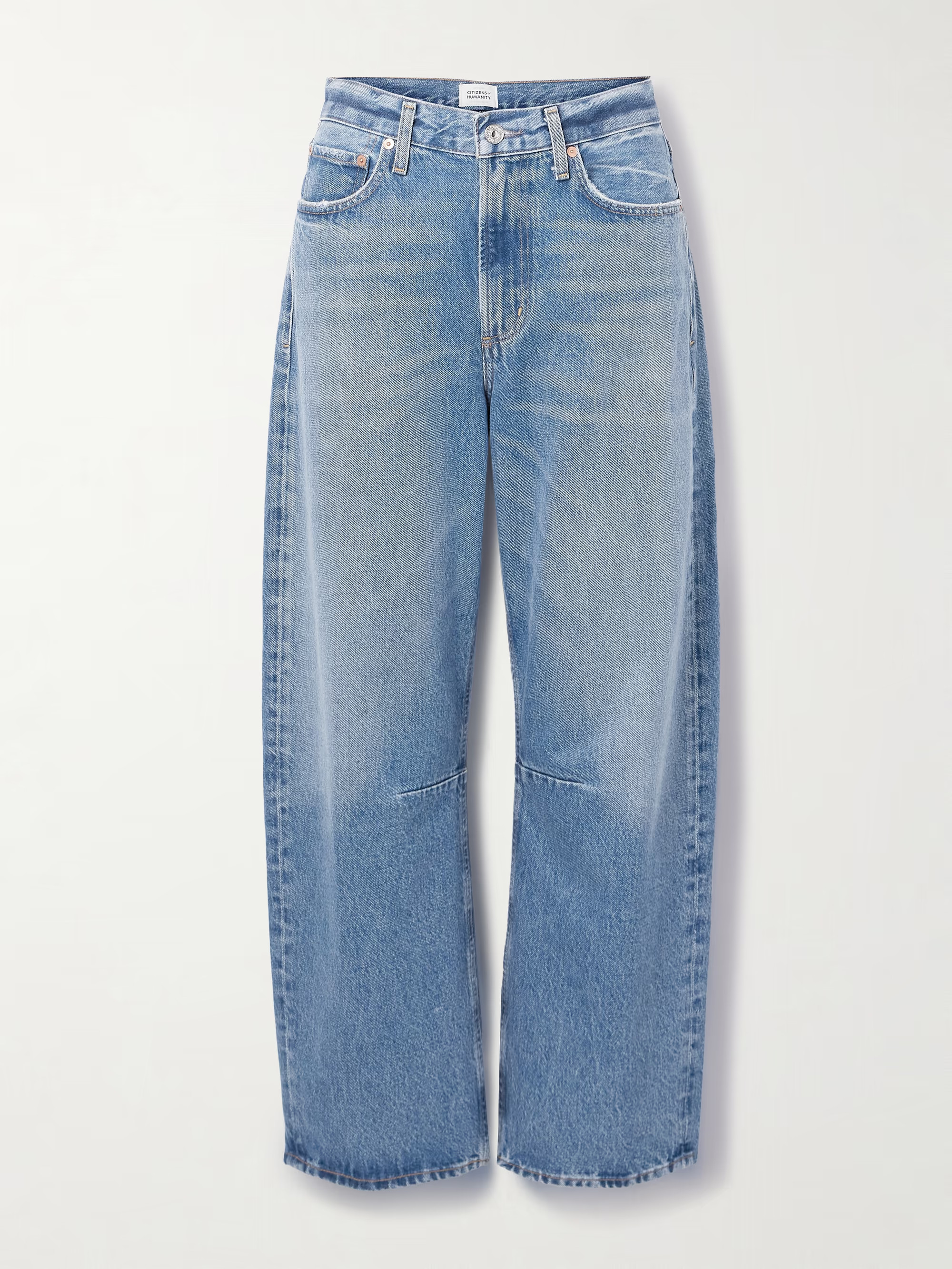 Miro distressed high-rise barrel-leg recycled jeans | NET-A-PORTER APAC
