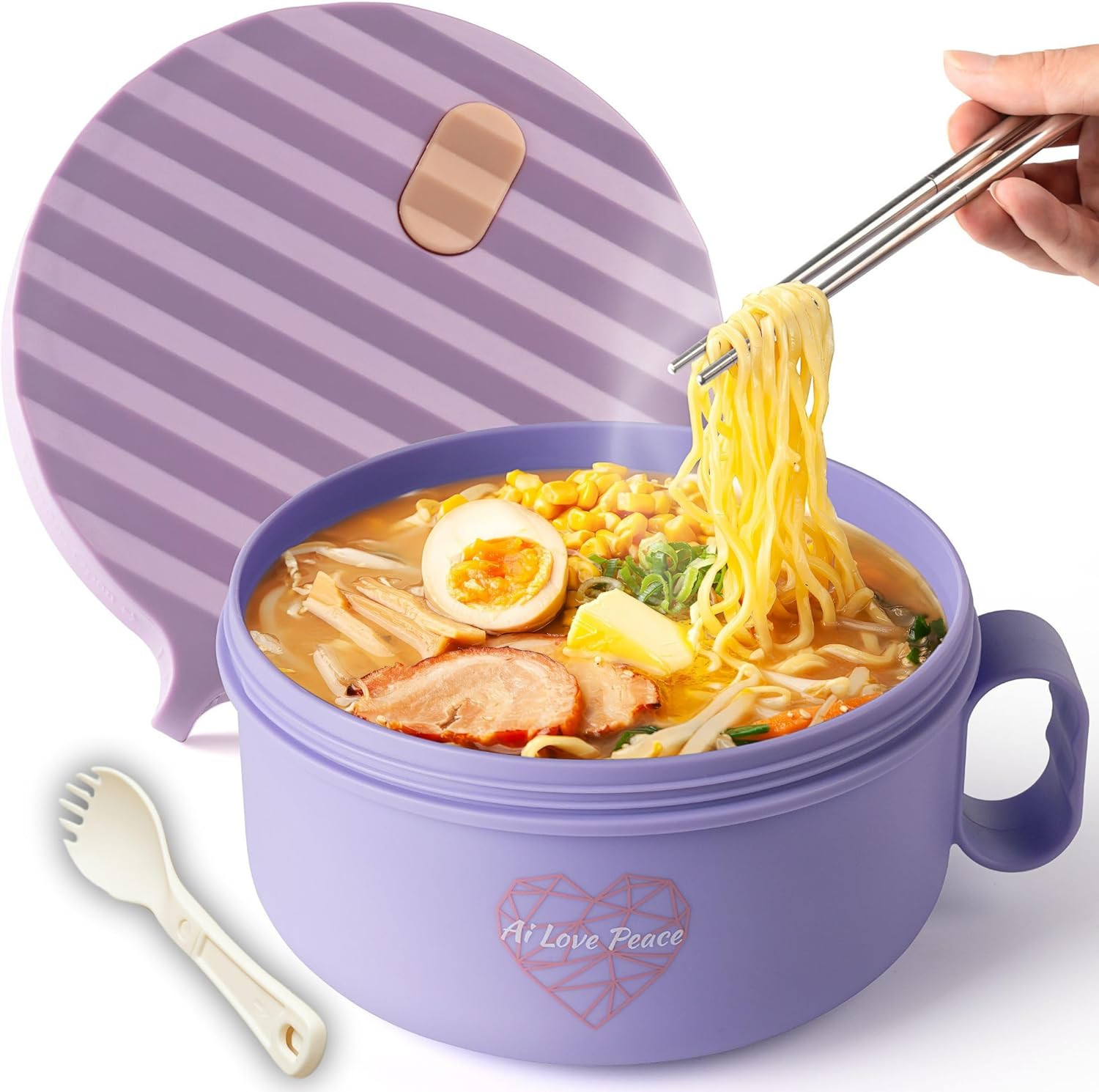 AI LOVE PEACE Microwave Ramen Bowl,Ramen Cooker BPA Free and Dishwasher Safe For Office College D... | Amazon (US)