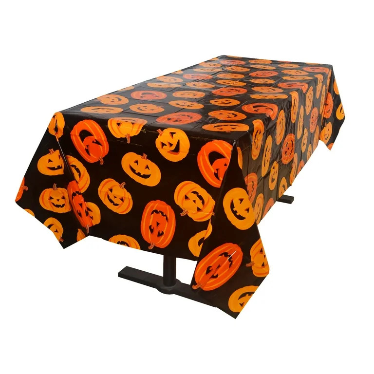 Pumpkin Tablecloth, Black & Orange, 54" x 84", Halloween by Way To Celebrate | Walmart (US)