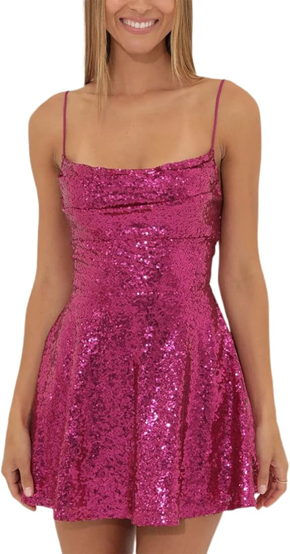 Sequin Dress for Women Party Night Sexy Colorful Rainbow Sequin Fringe Dress Sparkly Sleeveless M... | Amazon (US)