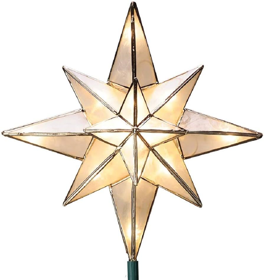 GE 10-in Capiz Lighted Incandescent Capiz Star Christmas Tree Topper 71401LO by GE | Amazon (US)