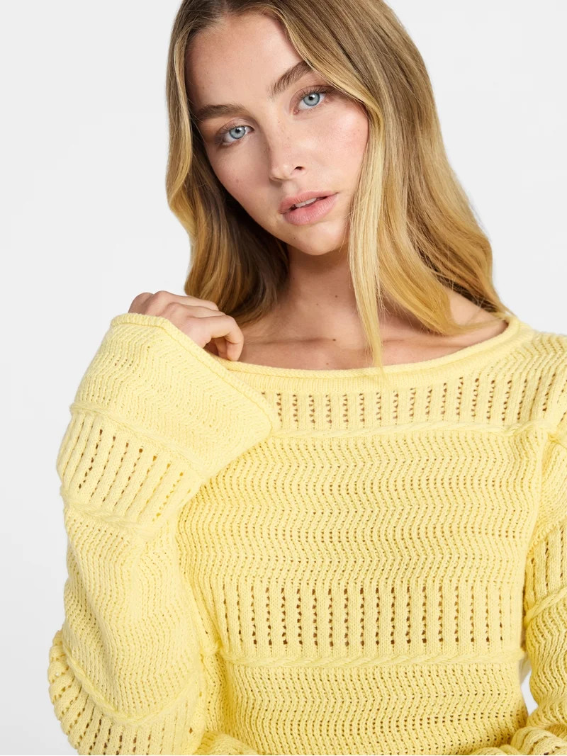 No Boundaries Boat Neck Pullover Sweater, Midweight, Women's XXS-XXL | Walmart (US)