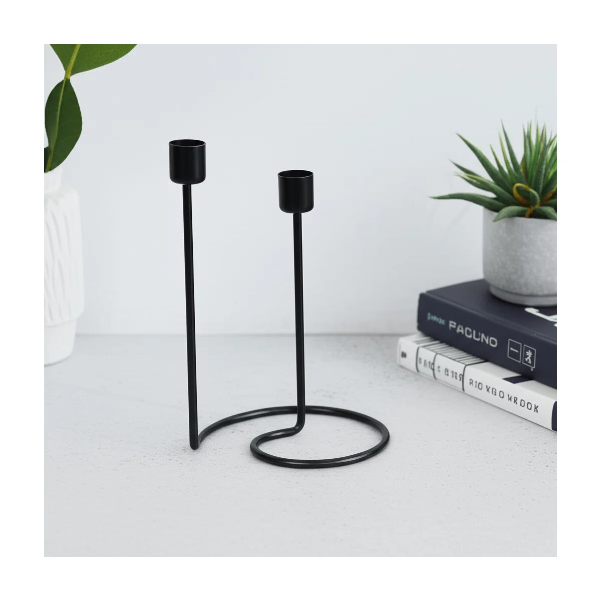 Decorative Candle Holder with Swirled Sculptural Base \u2013 Modern 2-Taper Tabletop Candle Holde... | Wayfair North America