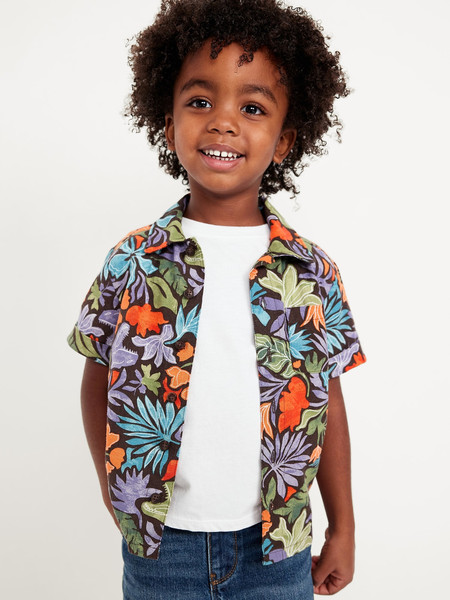 Printed Linen-Blend Pocket Shirt for Toddler Boys | Old Navy (US)