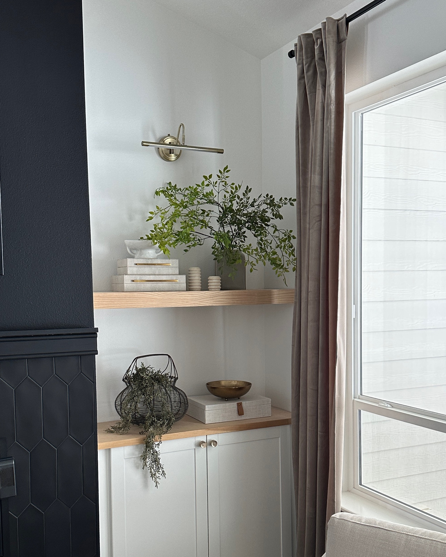 Spring shelves, living room decor, spring greenery stems, 

#LTKSeasonal #LTKhome #LTKstyletip