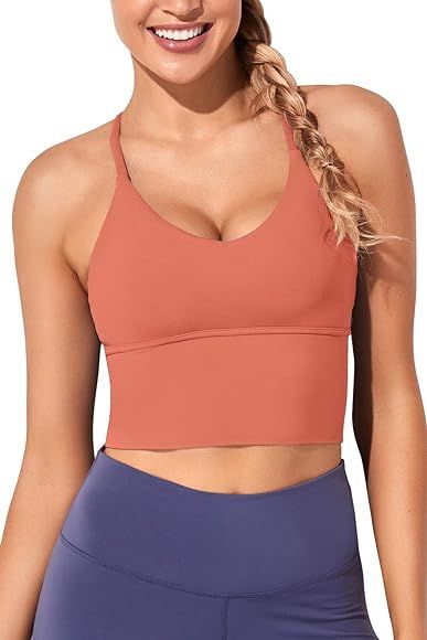 Women Sports Bras Longline Fitness Crop Tops Tank Gym Camisole Yoga Workout Running Shirts | Amazon (US)