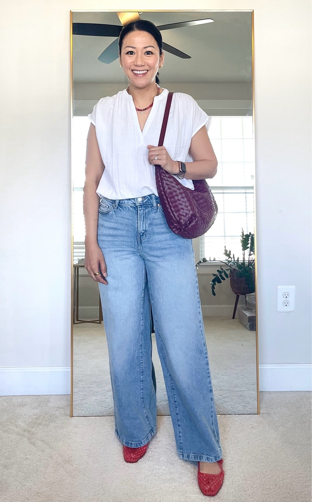 Size XS tall in top
Size 2 jeans
Flats are true to size

#LTKOver40 #LTKootd #LTKgrwm