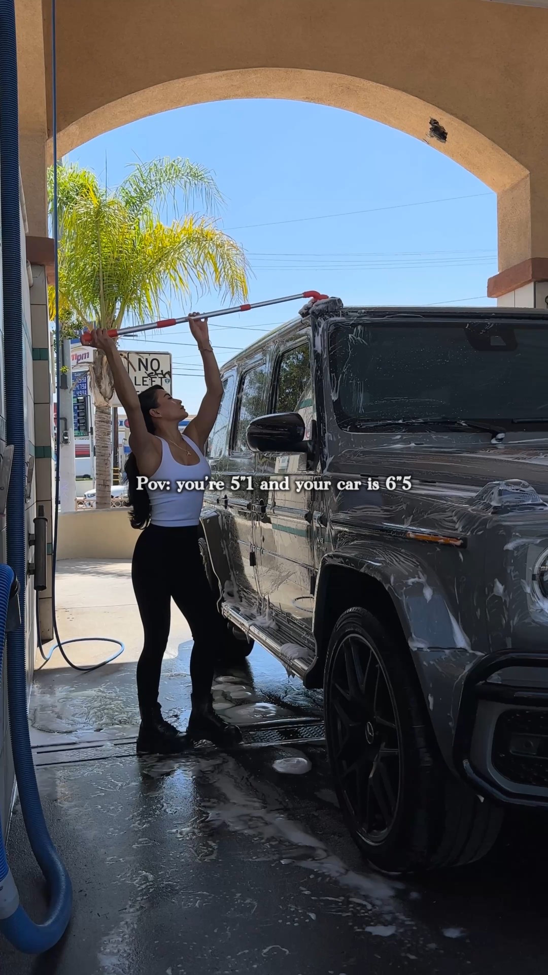 How I wash my car when I’m 5”1 and my car is 6”5 😄

#carcleaning #carwash #diy