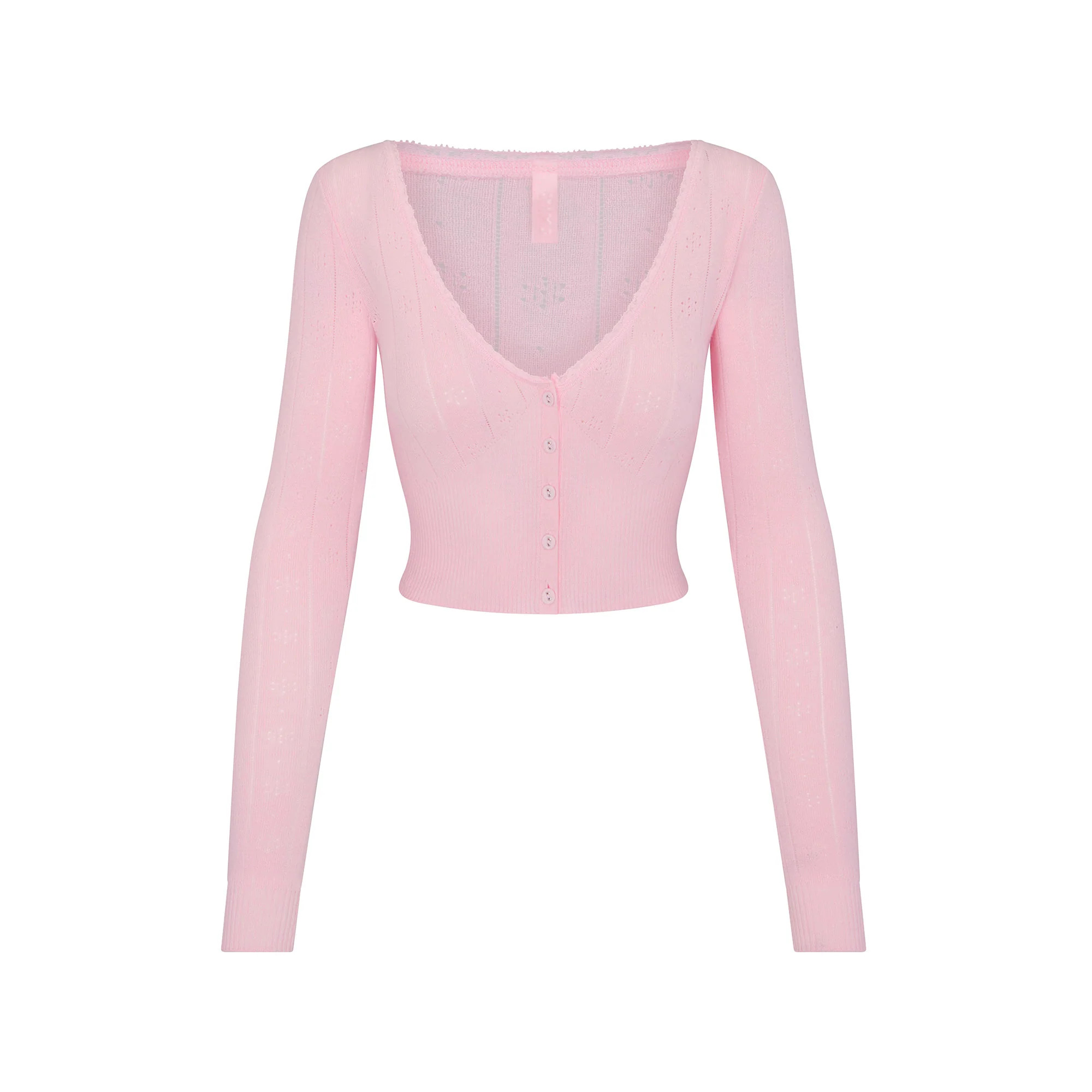 SWEATER POINTELLE CROPPED CARDIGAN | BABY PINK | SKIMS (US)