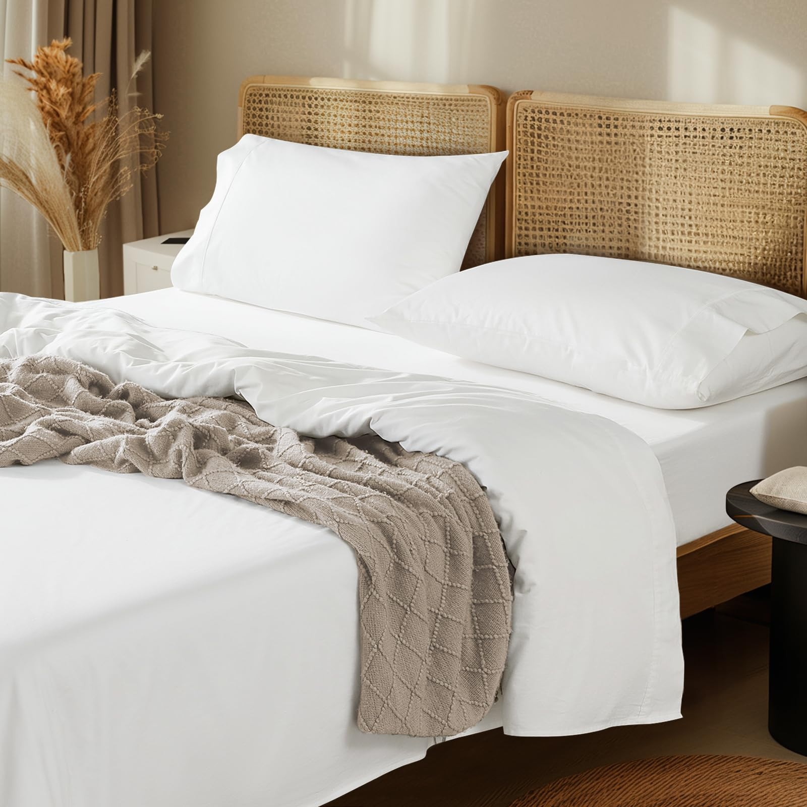 LBRO2M 100% Egyptian Cotton Sheets Set 1000 Thread Count,Queen Size Bed Sheet 4 Piece Sets,Long S... | Amazon (US)