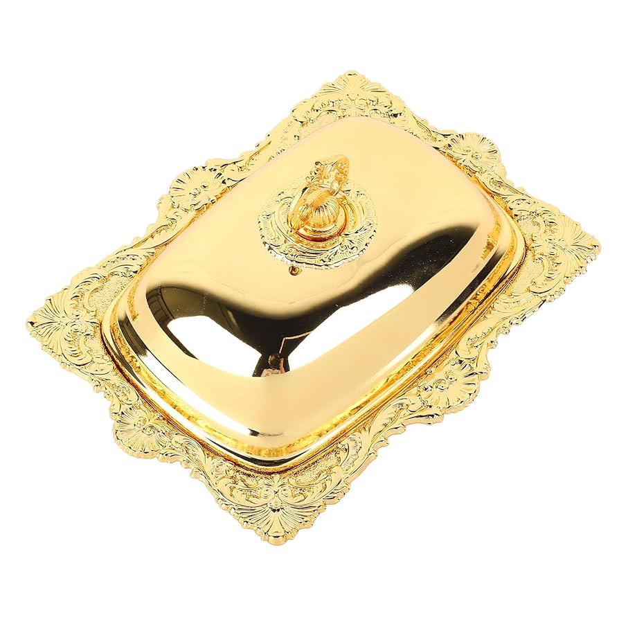 Metal Butter Dish with Lid Gold Vintage Butter Keeper Solid Cheese Butter Container Butter Plate ... | Amazon (US)