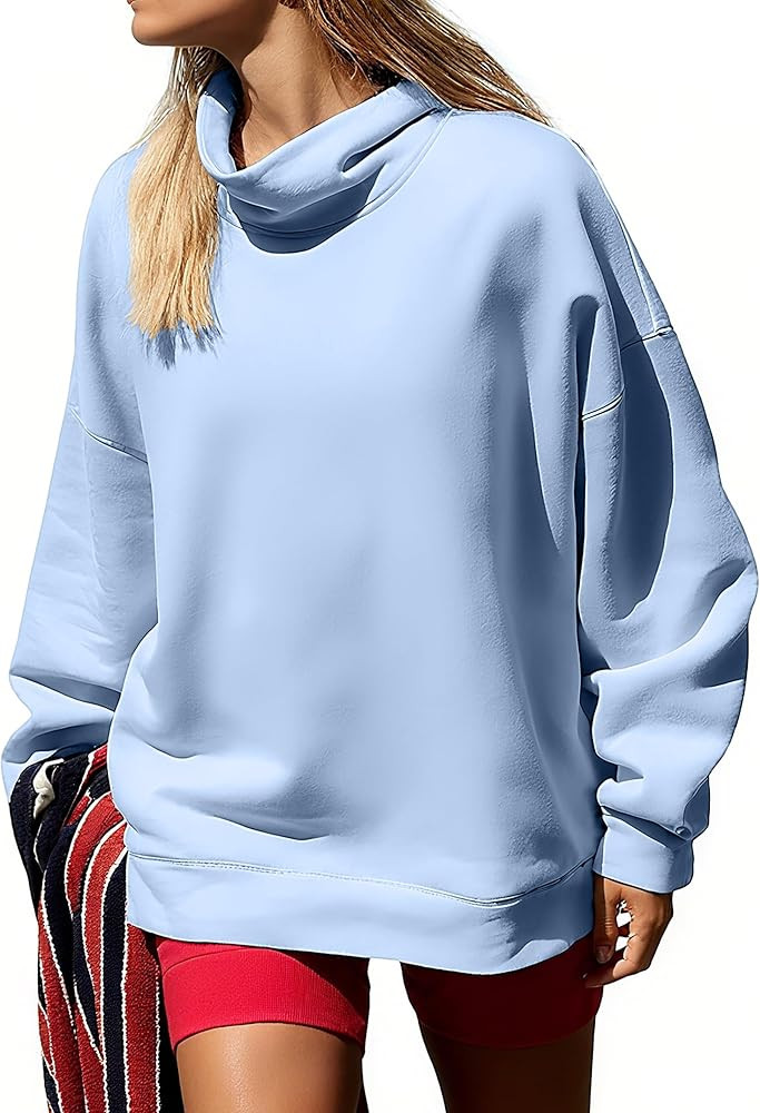 Women’s Oversized Sweatshirts Mockneck Sweatshirt Turtleneck Tops Loose Drop Shoulder Long Slee... | Amazon (US)