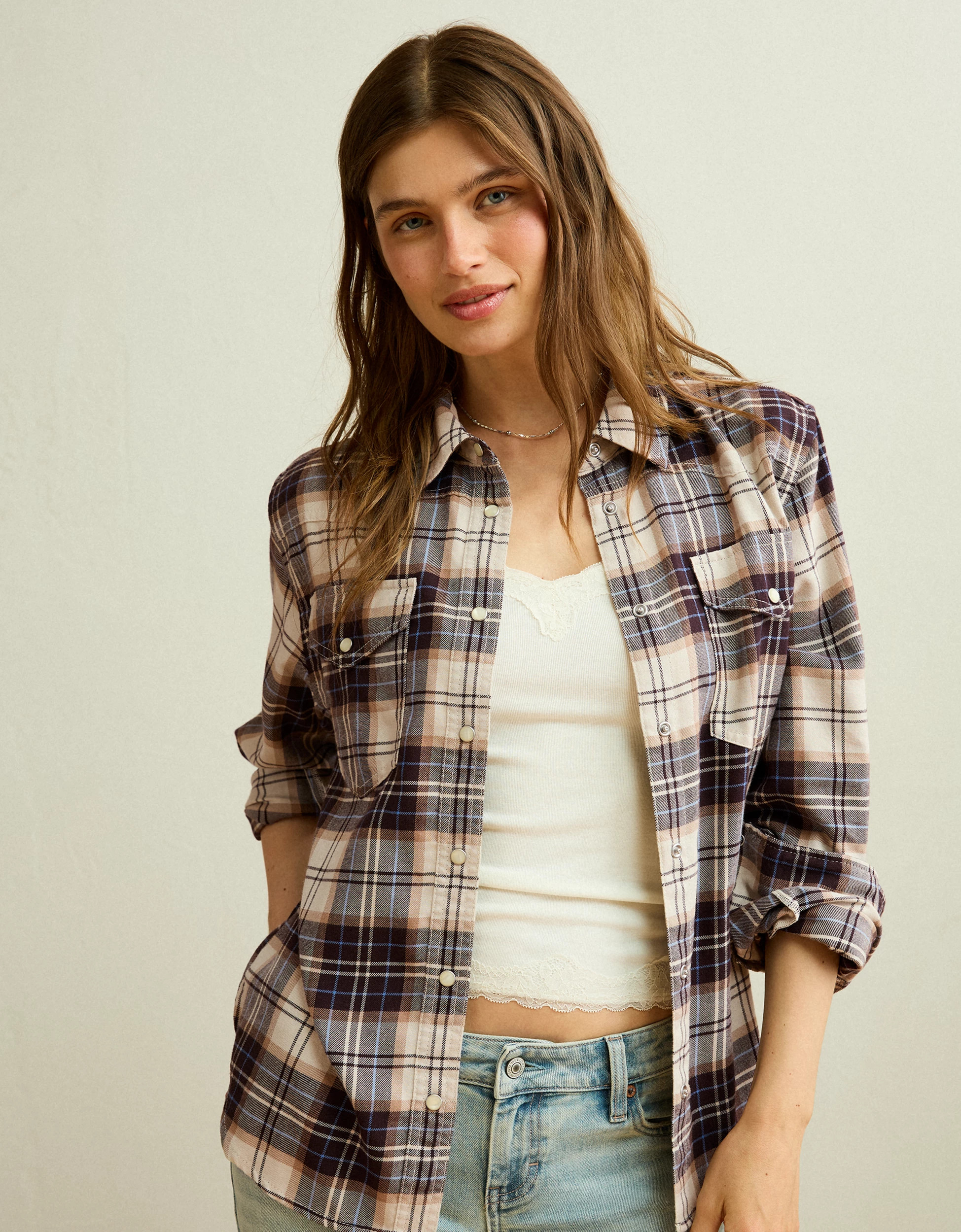 AE Throwback Flannel Button-Up Shirt | American Eagle Outfitters (US & CA)