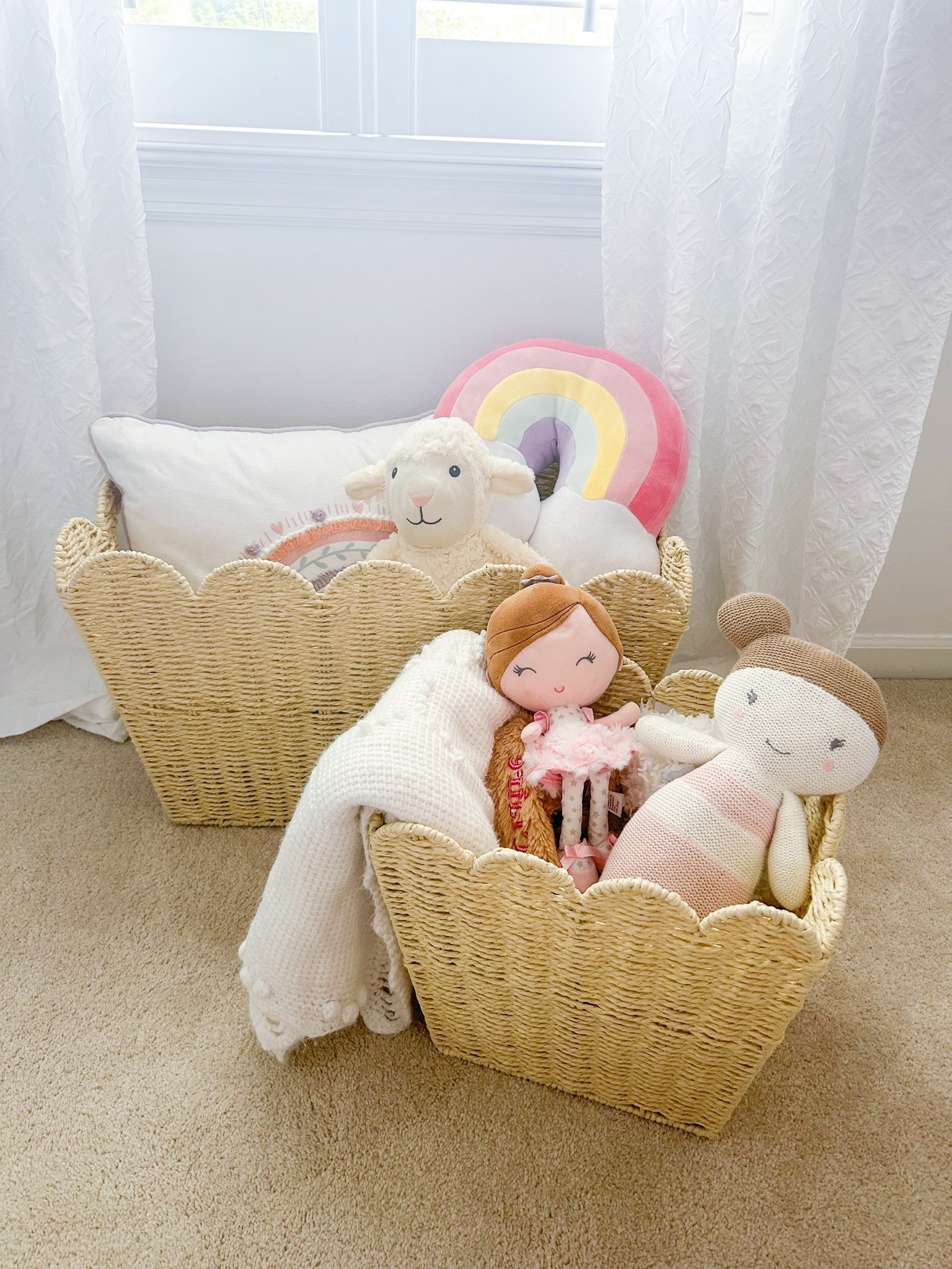 Scalloped baskets play room bedroom inspiration home decor rattan grandmillennial classic style 

#LTKhome #LTKfamily #LTKkids