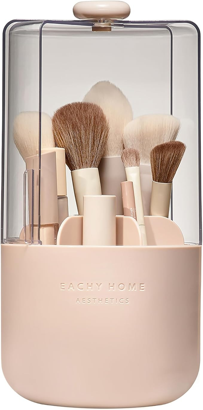 EACHY Makeup Brush Holder 360° Rotating with Dustproof Lid, Waterproof Material, 7 Compartments ... | Amazon (US)