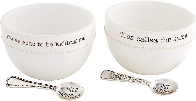Mud Pie Salsa and Guacamole Serving Set of 2 with Spoons, White | Amazon (US)