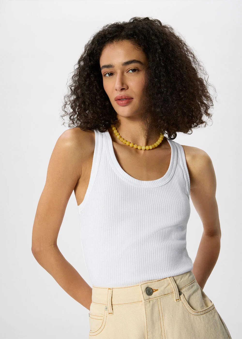 White Classic Ribbed Vest | WHISTLES | Whistles UK | | Whistles