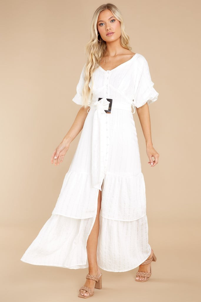 Take This Dance White Print Maxi Dress | Red Dress 