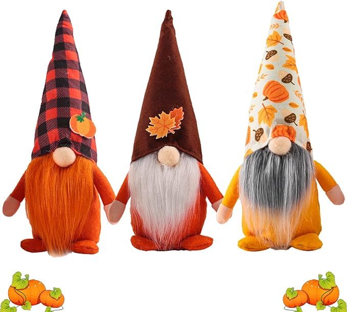 3 Pcs Fall Decoration Pumpkin Maple Leaf Gnome Rudolph Faceless Dwarf Dolls Autumn Thanksgiving D... | Amazon (US)