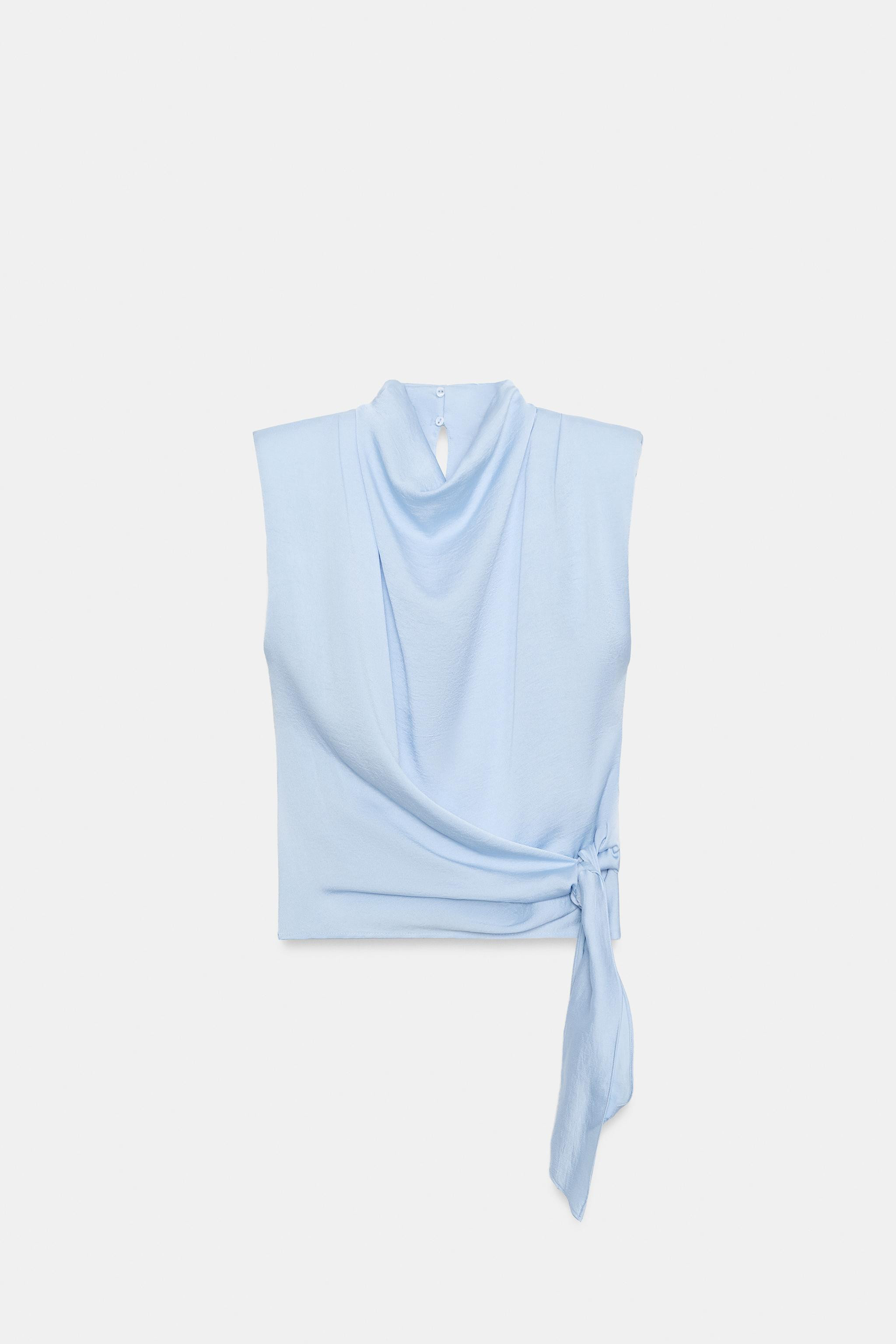 SATIN TOP WITH BOW AND SHOULDER PADS | Zara UK