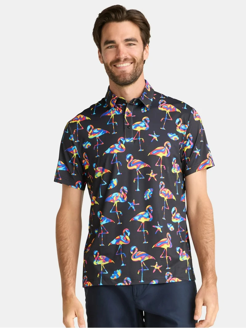Birdie Bound Men's & Big Men's Novelty Print Golf Polo, Sizes S-5XL | Walmart (US)