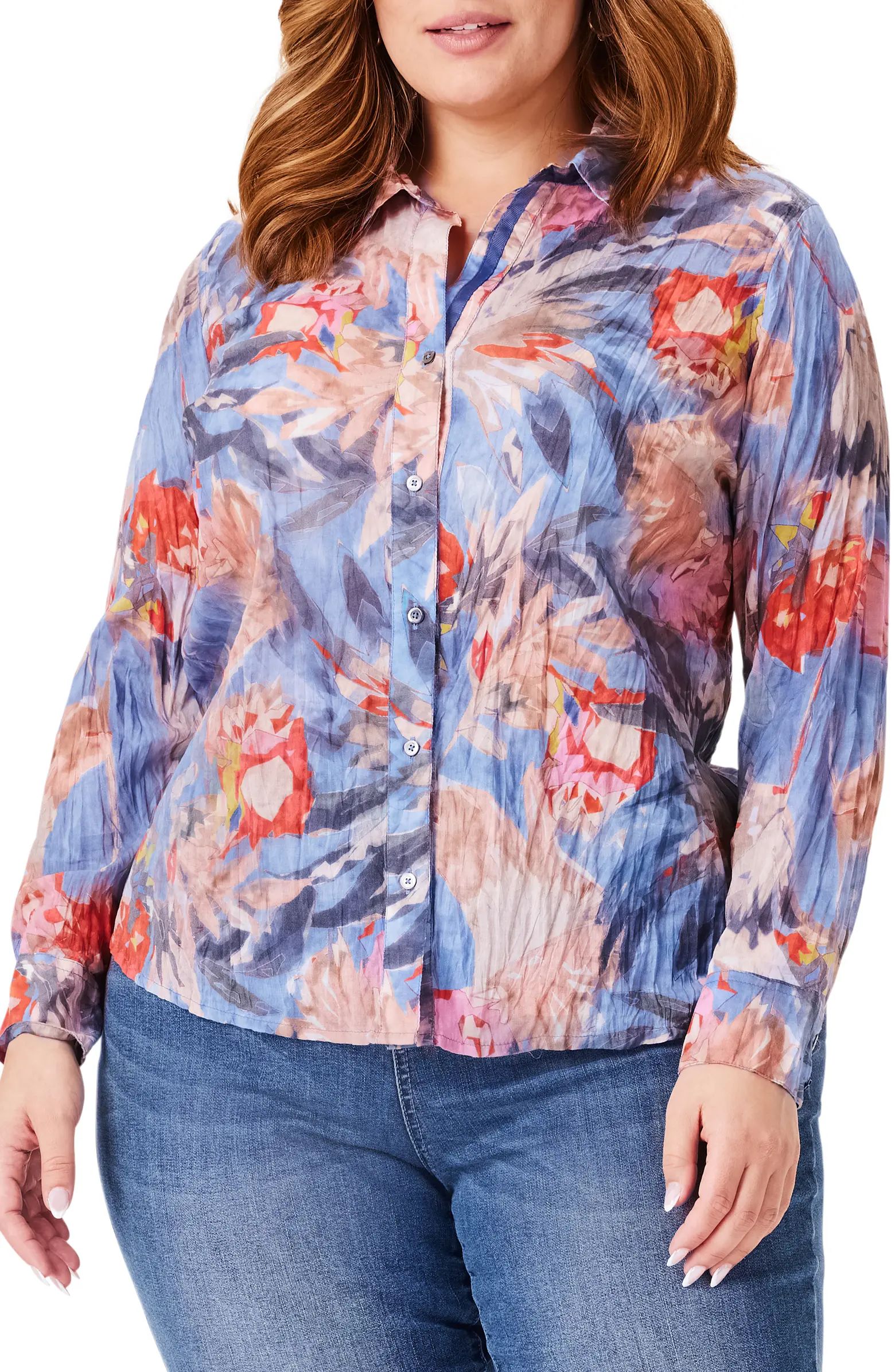 Dreamscape Crinkle Button-Up Shirt | Nordstrom