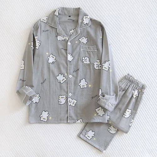 Finlies - Couple Matching Pajama Set: Long-Sleeve Cartoon Print Button Top + Pants (Various Desig... | YesStyle Global