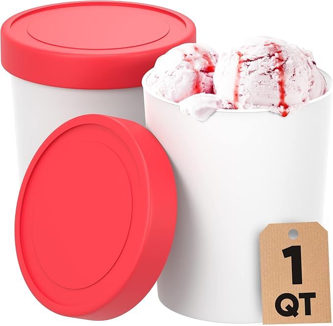 StarPack Ice Cream Containers for Homemade Ice Cream (2 Pcs) - Reusable Ice Cream Storage Contain... | Amazon (US)