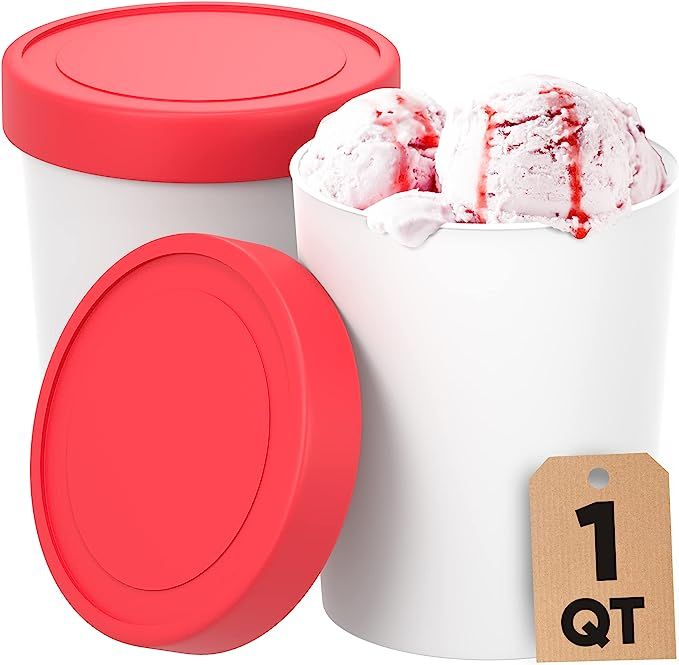 StarPack Ice Cream Containers for Homemade Ice Cream (2 Pcs) - Reusable Ice Cream Storage Contain... | Amazon (US)