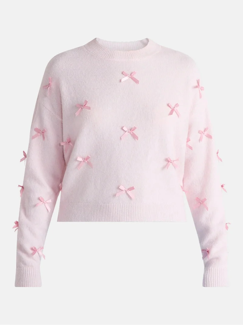 No Boundaries Bow Sweater, Lightweight, Women's | Walmart (US)