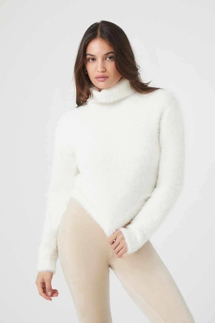 Fuzzy Knit Turtleneck Sweater | Forever 21