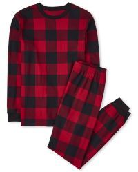 Unisex Adult Matching Family Christmas Long Sleeve Thermal Buffalo Plaid Cotton Pajamas | The Chi... | The Children's Place