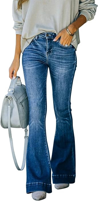 KUNMI Women's Flare Bell Bottom Jeans High Waisted Wide Leg Bootcut Jeans Stretchy Denim Pants | Amazon (US)