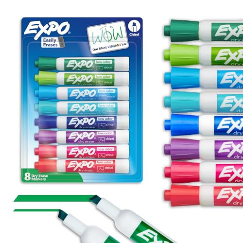 EXPO Dry Erase Markers, Low Odor Ink, Assorted Colors, Chisel Tip, 8 Count - Whiteboard, Calendar, Organization, Essential Supplies for Office, School, Classroom, Teachers | Amazon (US)