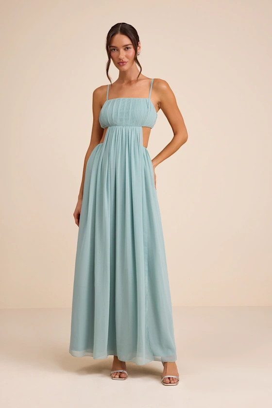 Adara Light Blue Pleated Cutout Maxi Dress | spring green dress | summer green dress  | Lulus