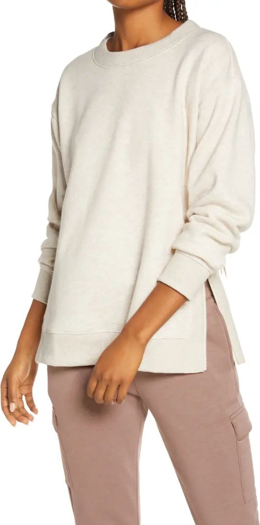 Zella Cara Side Zip Crewneck Sweatshirt | Nordstrom | Nordstrom