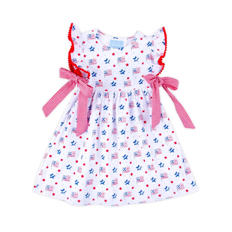 Flag Print Side Tie Bow Dress | Classic Whimsy