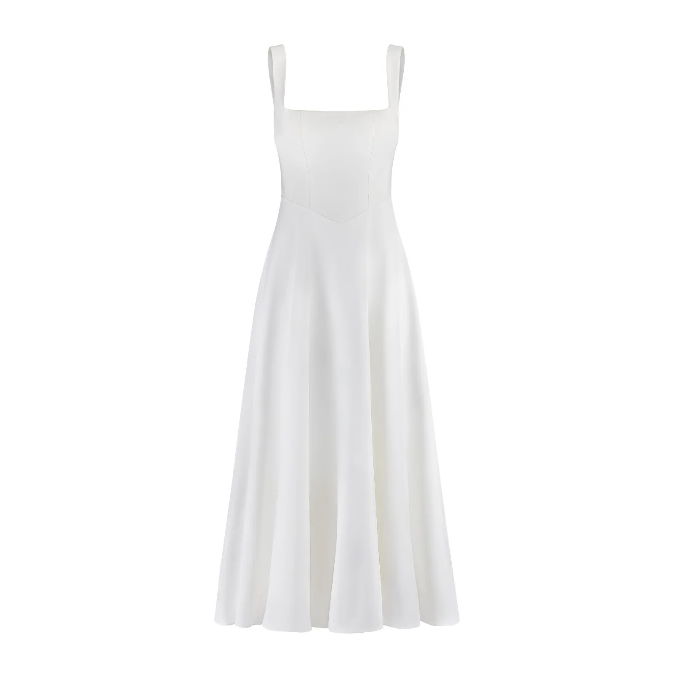 The Ultimate Muse High Waist Square Neck Midi Dress | White | Odd Muse
