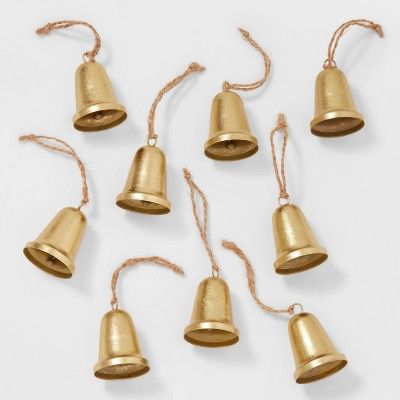 9ct Bell Premium Christmas Tree Ornament Set Gold - Wondershop™ | Target