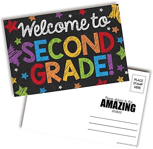 Welcome To 2nd Grade Colorful Chalkboard Themed Blank Postcards For Teachers To Send To Students,... | Amazon (US)