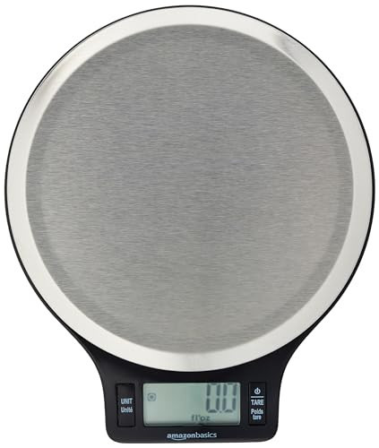 Amazon Basics Digital Kitchen Scale with LCD Display, Batteries Included, Weighs up to 11 pounds, Black and Stainless Steel | Amazon (US)