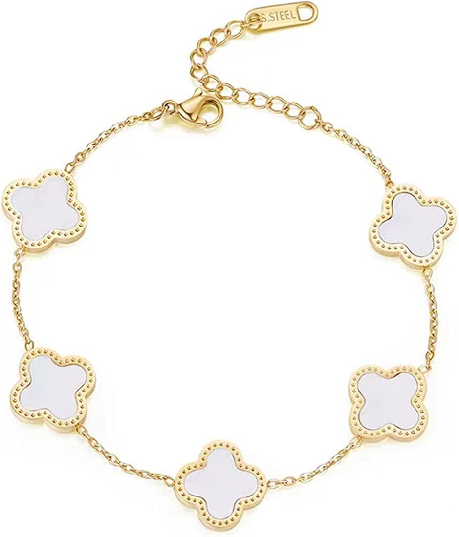 18K Gold Plated Lucky Clover Bracelet for Women Adjustable Cute Fashion Simple Bracelet Jewelry B... | Amazon (US)