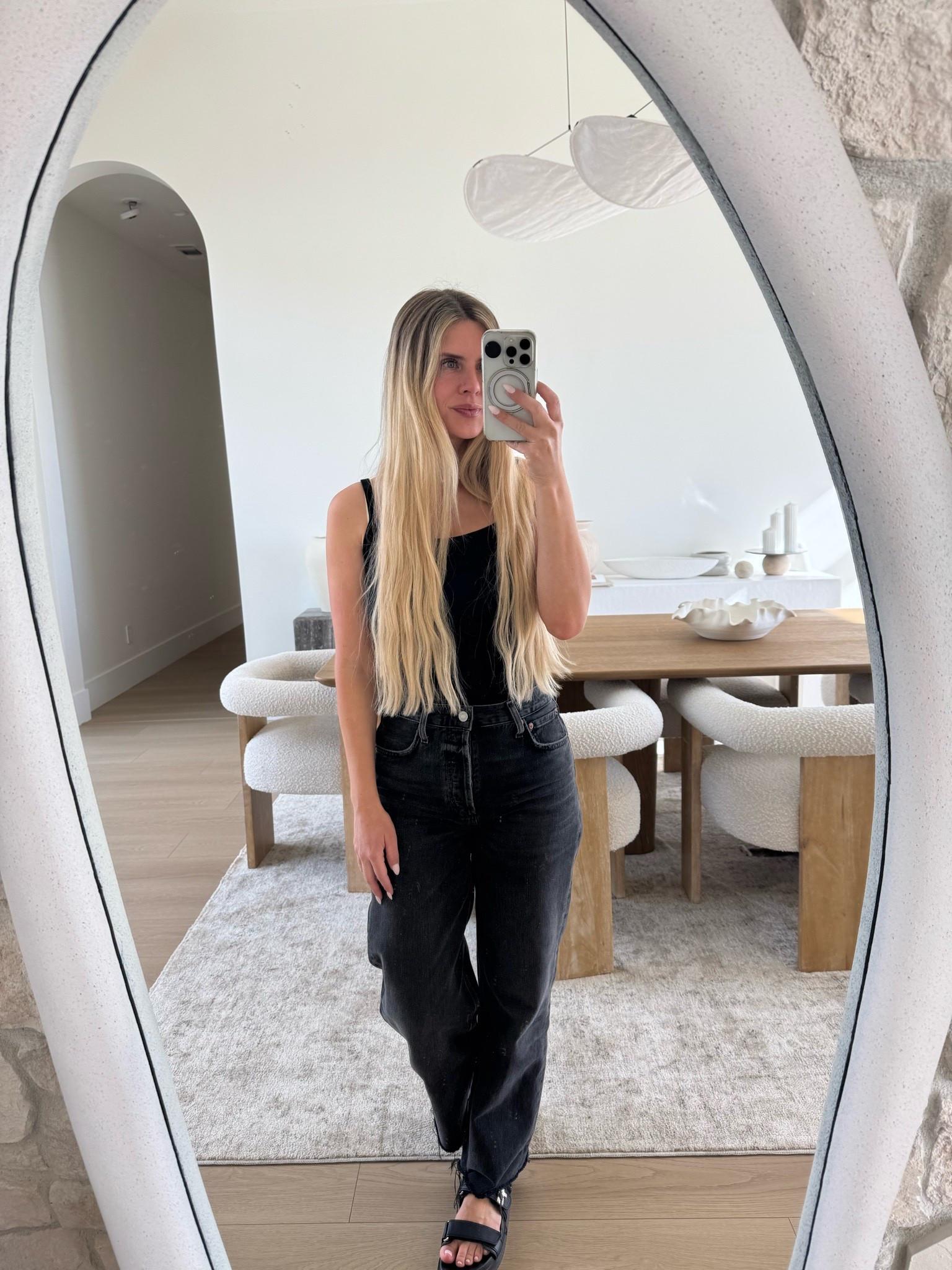 ove these cozy, high quality agolde wide leg jeans and chunky black sandals🖤

#LTKootd #LTKmomlife #LTKPetite