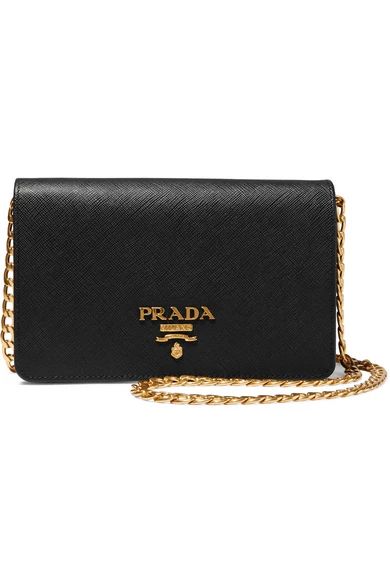 Prada - Wallet On A Chain Textured-leather Shoulder Bag - Black | NET-A-PORTER (US)