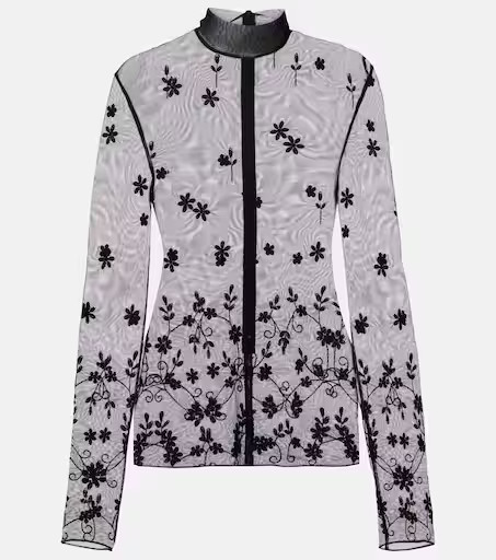Embroidered tulle blouse | Mytheresa (UK)