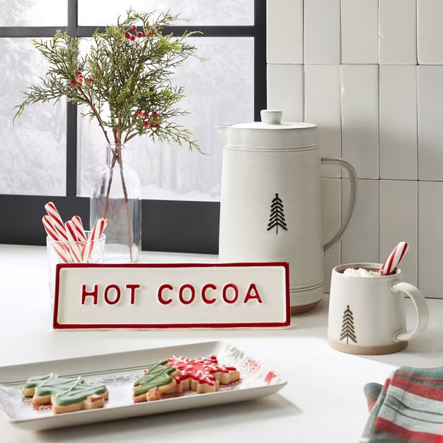 11oz Stoneware Winter Tree Mug Green/Cream/Clay - Hearth & Hand™ with Magnolia | Target