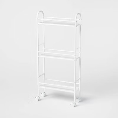 3 Shelf Narrow Metal Storage Cart White - Brightroom™ | Target