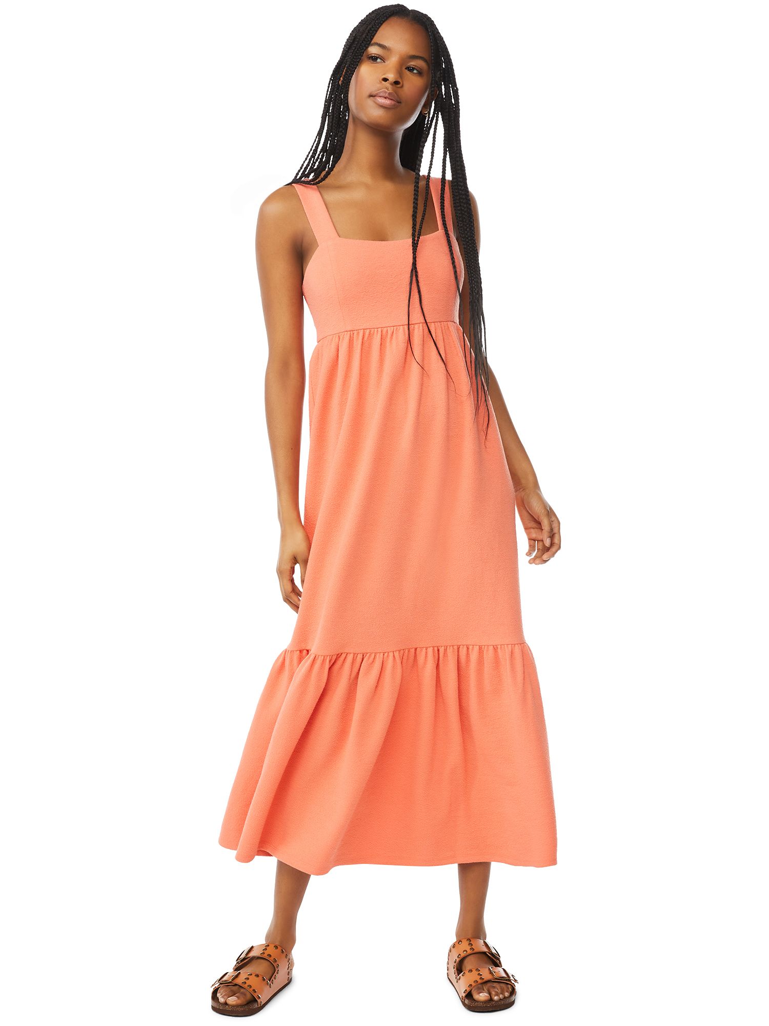 Scoop Women's Square Neck Midi Dress | Walmart (US)