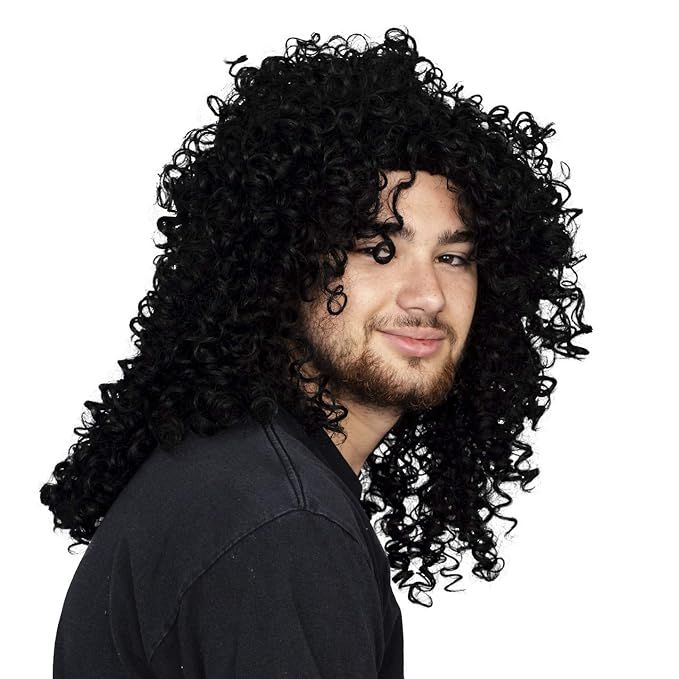 Heavy Metal SLASH WIG 80's Rocker Black Curly | Amazon (US)